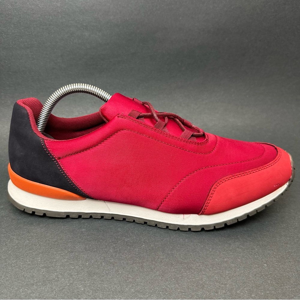 Perry Ellis Contrast Metallic Sneaker Faux Leather Casual Sneaker Red Size 10.5